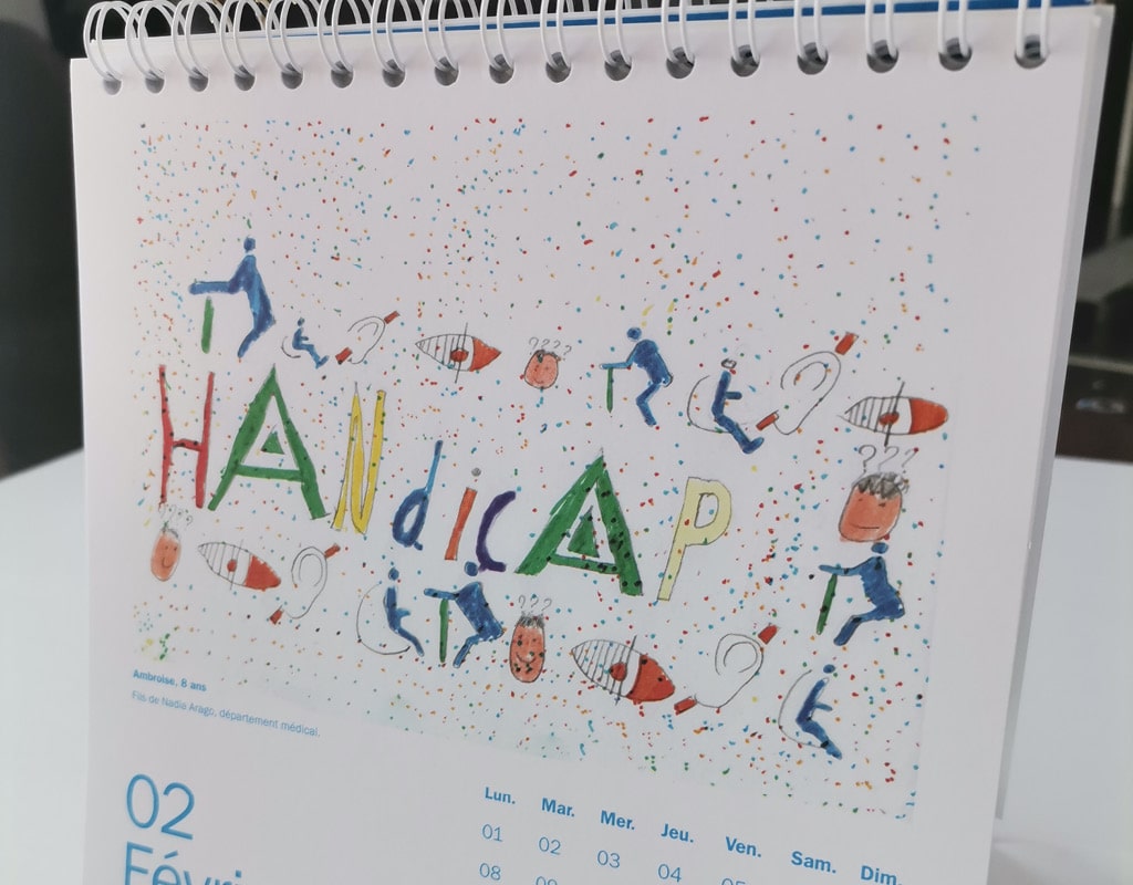 Calendrier personnalisé avec des dessins réalisé dans une imprimerie ESAT